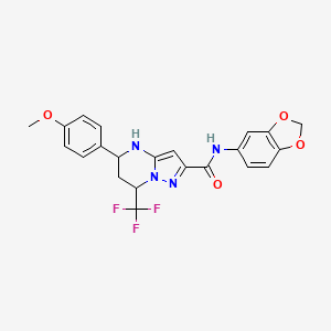 molecular formula C22H19F3N4O4 B4928500 N~2~-(1,3-BENZODIOXOL-5-YL)-5-(4-METHOXYPHENYL)-7-(TRIFLUOROMETHYL)-4,5,6,7-TETRAHYDROPYRAZOLO[1,5-A]PYRIMIDINE-2-CARBOXAMIDE 