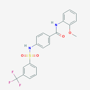 molecular formula C21H17F3N2O4S B492852 N-(2-METHOXYPHENYL)-4-[3-(TRIFLUOROMETHYL)BENZENESULFONAMIDO]BENZAMIDE CAS No. 690962-27-7