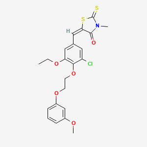 molecular formula C22H22ClNO5S2 B4928686 (5E)-5-({3-Chloro-5-ethoxy-4-[2-(3-methoxyphenoxy)ethoxy]phenyl}methylidene)-3-methyl-2-sulfanylidene-1,3-thiazolidin-4-one 