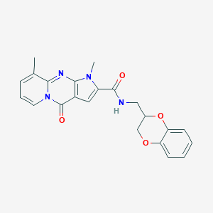 molecular formula C22H20N4O4 B492869 N-(2,3-dihydro-1,4-benzodioxin-2-ylmethyl)-1,9-dimethyl-4-oxo-1,4-dihydropyrido[1,2-a]pyrrolo[2,3-d]pyrimidine-2-carboxamide 