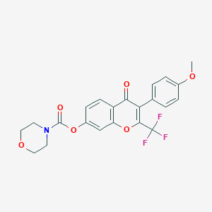 molecular formula C22H18F3NO6 B492893 3-(4-methoxyphenyl)-4-oxo-2-(trifluoromethyl)-4H-chromen-7-yl morpholine-4-carboxylate CAS No. 724740-90-3