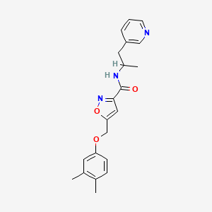 molecular formula C21H23N3O3 B4928983 5-[(3,4-dimethylphenoxy)methyl]-N-(1-pyridin-3-ylpropan-2-yl)-1,2-oxazole-3-carboxamide 