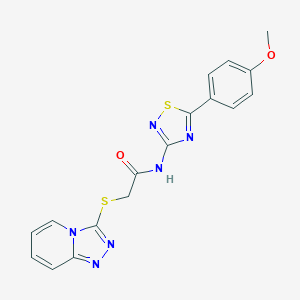 molecular formula C17H14N6O2S2 B492904 N-[5-(4-methoxyphenyl)-1,2,4-thiadiazol-3-yl]-2-([1,2,4]triazolo[4,3-a]pyridin-3-ylsulfanyl)acetamide CAS No. 690645-85-3