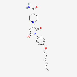 B4929158 1-{1-[4-(hexyloxy)phenyl]-2,5-dioxo-3-pyrrolidinyl}-4-piperidinecarboxamide CAS No. 5606-83-7