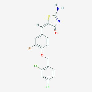 molecular formula C17H11BrCl2N2O2S B492925 (5E)-5-{3-bromo-4-[(2,4-dichlorobenzyl)oxy]benzylidene}-2-imino-1,3-thiazolidin-4-one 