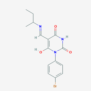molecular formula C15H16BrN3O3 B4929571 1-(4-Bromophenyl)-5-(butan-2-yliminomethyl)-6-hydroxypyrimidine-2,4-dione 