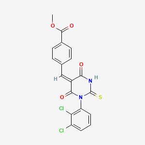 molecular formula C19H12Cl2N2O4S B4929656 methyl 4-[(E)-[1-(2,3-dichlorophenyl)-4,6-dioxo-2-sulfanylidene-1,3-diazinan-5-ylidene]methyl]benzoate 