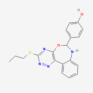 molecular formula C19H18N4O2S B4929799 4-(3-Propylsulfanyl-6,7-dihydro-[1,2,4]triazino[5,6-d][3,1]benzoxazepin-6-yl)phenol 