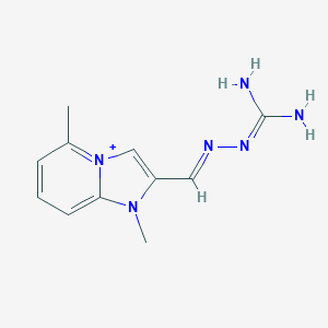 molecular formula C11H15N6+ B492980 2-{2-[Amino(imino)methyl]carbohydrazonoyl}-1,5-dimethylimidazo[1,2-a]pyridin-1-ium 