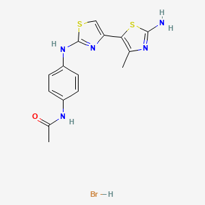 molecular formula C15H16BrN5OS2 B4929905 N-[4-[[4-(2-amino-4-methyl-1,3-thiazol-5-yl)-1,3-thiazol-2-yl]amino]phenyl]acetamide;hydrobromide 