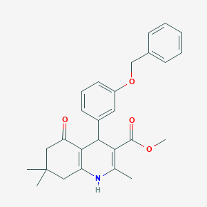 molecular formula C27H29NO4 B4930057 Methyl 4-[3-(benzyloxy)phenyl]-2,7,7-trimethyl-5-oxo-1,4,5,6,7,8-hexahydroquinoline-3-carboxylate 