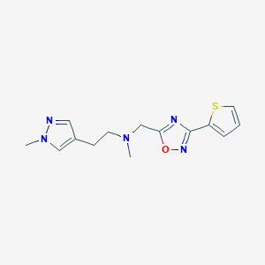 molecular formula C14H17N5OS B4930427 N-methyl-2-(1-methylpyrazol-4-yl)-N-[(3-thiophen-2-yl-1,2,4-oxadiazol-5-yl)methyl]ethanamine 