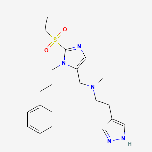 molecular formula C21H29N5O2S B4930463 N-[[2-ethylsulfonyl-3-(3-phenylpropyl)imidazol-4-yl]methyl]-N-methyl-2-(1H-pyrazol-4-yl)ethanamine 