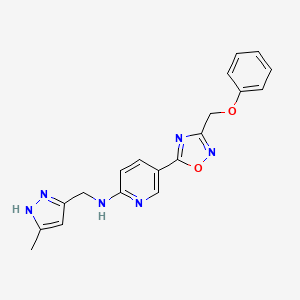 molecular formula C19H18N6O2 B4930478 N-[(5-methyl-1H-pyrazol-3-yl)methyl]-5-[3-(phenoxymethyl)-1,2,4-oxadiazol-5-yl]pyridin-2-amine 