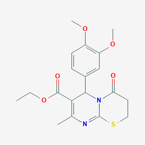 molecular formula C19H22N2O5S B4930730 ethyl 6-(3,4-dimethoxyphenyl)-8-methyl-4-oxo-2H,3H,4H,6H-pyrimido[2,1-b][1,3]thiazine-7-carboxylate 
