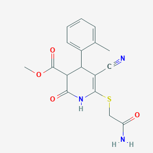 molecular formula C17H17N3O4S B4930869 Methyl 6-[(2-amino-2-oxoethyl)sulfanyl]-5-cyano-4-(2-methylphenyl)-2-oxo-1,2,3,4-tetrahydropyridine-3-carboxylate 