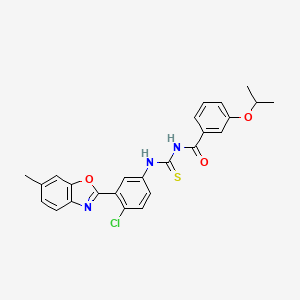 molecular formula C25H22ClN3O3S B4930901 N-{[4-chloro-3-(6-methyl-1,3-benzoxazol-2-yl)phenyl]carbamothioyl}-3-(propan-2-yloxy)benzamide 