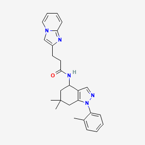 molecular formula C26H29N5O B4930914 N-[6,6-dimethyl-1-(2-methylphenyl)-5,7-dihydro-4H-indazol-4-yl]-3-imidazo[1,2-a]pyridin-2-ylpropanamide 