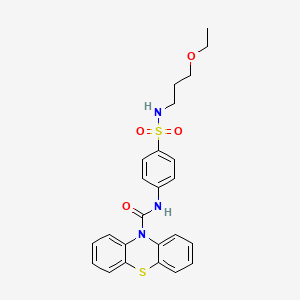 molecular formula C24H25N3O4S2 B4931111 N-{4-[(3-ethoxypropyl)sulfamoyl]phenyl}-10H-phenothiazine-10-carboxamide 