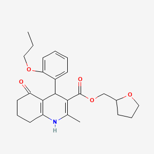 molecular formula C25H31NO5 B4931312 Tetrahydrofuran-2-ylmethyl 2-methyl-5-oxo-4-(2-propoxyphenyl)-1,4,5,6,7,8-hexahydroquinoline-3-carboxylate 