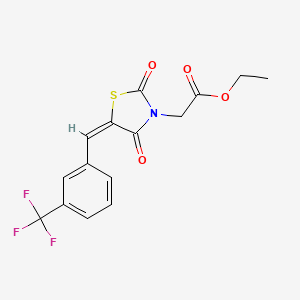 molecular formula C15H12F3NO4S B4931681 ethyl 2-[(5E)-2,4-dioxo-5-[[3-(trifluoromethyl)phenyl]methylidene]-1,3-thiazolidin-3-yl]acetate 