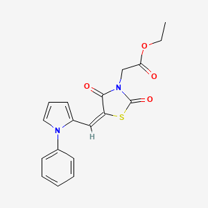 molecular formula C18H16N2O4S B4931730 ethyl {(5E)-2,4-dioxo-5-[(1-phenyl-1H-pyrrol-2-yl)methylidene]-1,3-thiazolidin-3-yl}acetate 