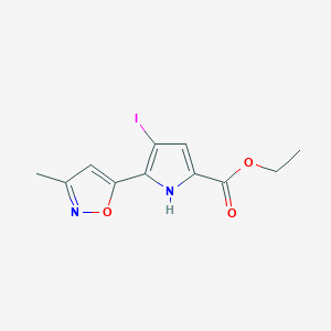molecular formula C11H11IN2O3 B493181 ethyl 4-iodo-5-(3-methyl-5-isoxazolyl)-1H-pyrrole-2-carboxylate 