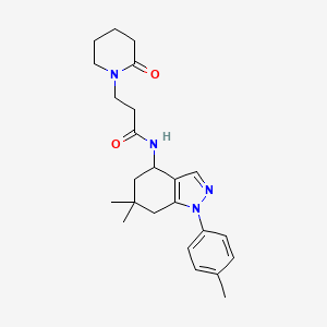 molecular formula C24H32N4O2 B4931905 N-[6,6-dimethyl-1-(4-methylphenyl)-5,7-dihydro-4H-indazol-4-yl]-3-(2-oxopiperidin-1-yl)propanamide 