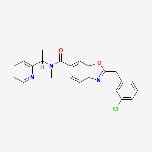molecular formula C23H20ClN3O2 B4931949 2-[(3-chlorophenyl)methyl]-N-methyl-N-(1-pyridin-2-ylethyl)-1,3-benzoxazole-6-carboxamide 