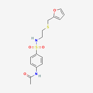 molecular formula C15H18N2O4S2 B4932059 N-{4-[(2-{[(furan-2-yl)methyl]sulfanyl}ethyl)sulfamoyl]phenyl}acetamide 