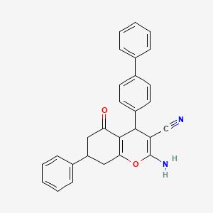 molecular formula C28H22N2O2 B4932085 2-amino-5-oxo-7-phenyl-4-(4-phenylphenyl)-4,6,7,8-tetrahydrochromene-3-carbonitrile 