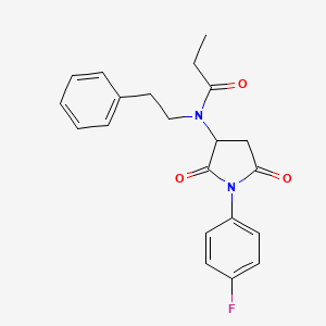 molecular formula C21H21FN2O3 B4932140 N-[1-(4-fluorophenyl)-2,5-dioxopyrrolidin-3-yl]-N-(2-phenylethyl)propanamide 