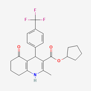 molecular formula C23H24F3NO3 B4932329 Cyclopentyl 2-methyl-5-oxo-4-[4-(trifluoromethyl)phenyl]-1,4,5,6,7,8-hexahydroquinoline-3-carboxylate 