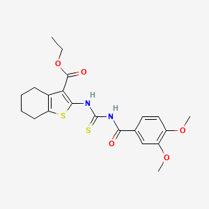 molecular formula C21H24N2O5S2 B4932337 Ethyl 2-({[(3,4-dimethoxyphenyl)carbonyl]carbamothioyl}amino)-4,5,6,7-tetrahydro-1-benzothiophene-3-carboxylate 