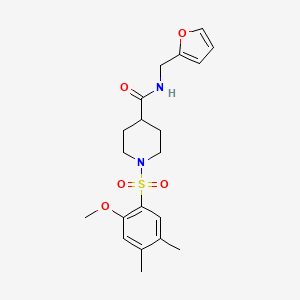 molecular formula C20H26N2O5S B4932385 N-(furan-2-ylmethyl)-1-(2-methoxy-4,5-dimethylphenyl)sulfonylpiperidine-4-carboxamide 