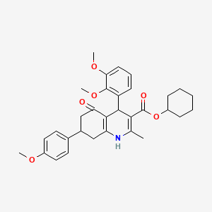 molecular formula C32H37NO6 B4932466 Cyclohexyl 4-(2,3-dimethoxyphenyl)-7-(4-methoxyphenyl)-2-methyl-5-oxo-1,4,5,6,7,8-hexahydroquinoline-3-carboxylate 
