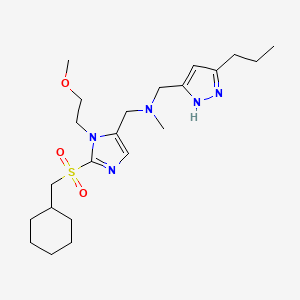 molecular formula C22H37N5O3S B4932556 N-[[2-(cyclohexylmethylsulfonyl)-3-(2-methoxyethyl)imidazol-4-yl]methyl]-N-methyl-1-(3-propyl-1H-pyrazol-5-yl)methanamine 