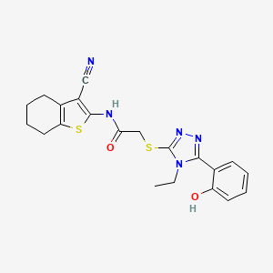 molecular formula C21H21N5O2S2 B4932783 N-(3-cyano-4,5,6,7-tetrahydro-1-benzothiophen-2-yl)-2-[[4-ethyl-5-(2-hydroxyphenyl)-1,2,4-triazol-3-yl]sulfanyl]acetamide 
