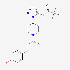 molecular formula C22H29FN4O2 B4932802 N-[2-[1-[3-(4-fluorophenyl)propanoyl]piperidin-4-yl]pyrazol-3-yl]-2,2-dimethylpropanamide 