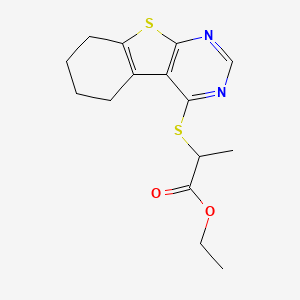 molecular formula C15H18N2O2S2 B4932995 Ethyl 2-(5,6,7,8-tetrahydro[1]benzothieno[2,3-d]pyrimidin-4-ylsulfanyl)propanoate 