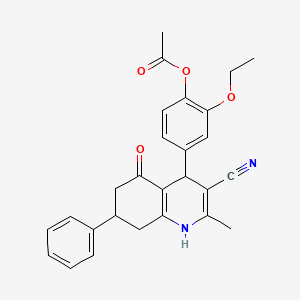 B4933165 4-(3-cyano-2-methyl-5-oxo-7-phenyl-1,4,5,6,7,8-hexahydro-4-quinolinyl)-2-ethoxyphenyl acetate CAS No. 5707-94-8
