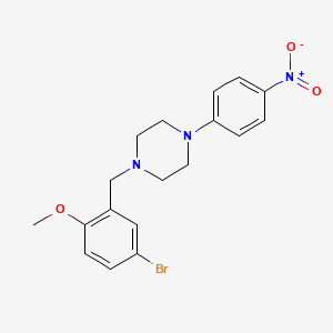 molecular formula C18H20BrN3O3 B4933188 1-[(5-Bromo-2-methoxyphenyl)methyl]-4-(4-nitrophenyl)piperazine 