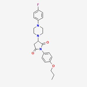 molecular formula C23H26FN3O3 B4933334 3-[4-(4-Fluorophenyl)piperazin-1-yl]-1-(4-propoxyphenyl)pyrrolidine-2,5-dione 