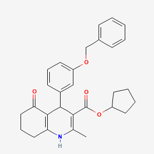 molecular formula C29H31NO4 B4933649 Cyclopentyl 4-[3-(benzyloxy)phenyl]-2-methyl-5-oxo-1,4,5,6,7,8-hexahydroquinoline-3-carboxylate 