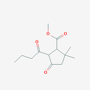 molecular formula C13H20O4 B4933674 Methyl 5-butanoyl-2,2-dimethyl-4-oxocyclopentane-1-carboxylate 