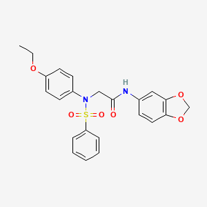 molecular formula C23H22N2O6S B4933740 N-(2H-1,3-BENZODIOXOL-5-YL)-2-[N-(4-ETHOXYPHENYL)BENZENESULFONAMIDO]ACETAMIDE 