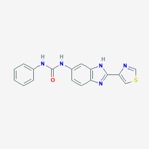 molecular formula C17H13N5OS B493392 N-phenyl-N'-[2-(1,3-thiazol-4-yl)-1H-benzimidazol-5-yl]urea 