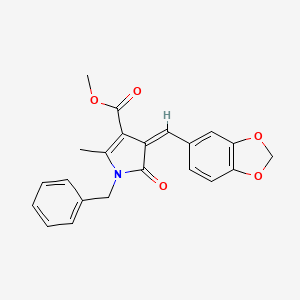molecular formula C22H19NO5 B4934076 methyl (4Z)-4-(1,3-benzodioxol-5-ylmethylidene)-1-benzyl-2-methyl-5-oxo-4,5-dihydro-1H-pyrrole-3-carboxylate 