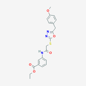 Ethyl 3-[({[5-(4-methoxybenzyl)-1,3,4-oxadiazol-2-yl]sulfanyl}acetyl)amino]benzoate