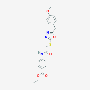 Ethyl 4-[({[5-(4-methoxybenzyl)-1,3,4-oxadiazol-2-yl]sulfanyl}acetyl)amino]benzoate